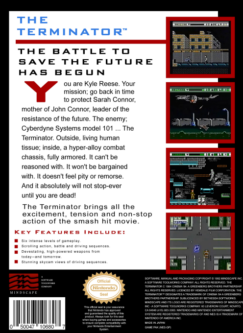 Terminator box art for NES